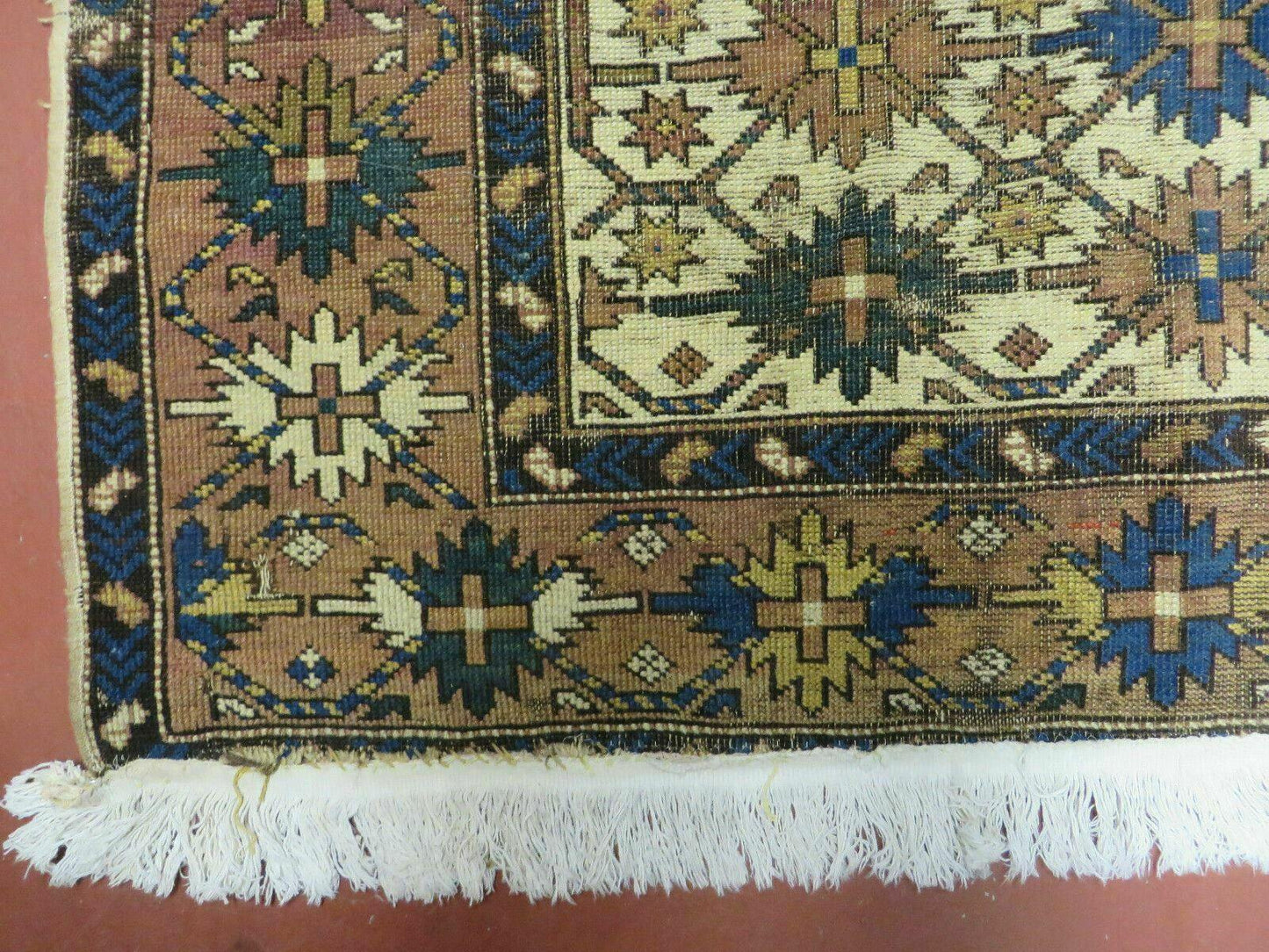 4' X 5' Antique Handmade Caucasian Kazak Shirvan Wool Rug Snow Flakes