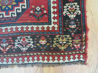 3' 3" X 10' Hand-Knotted Antique Handmade Caucasian Kazak Wool Runner Rug