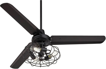 Matte Black Ceiling Fan 52 Inch With Integrated LED Remote