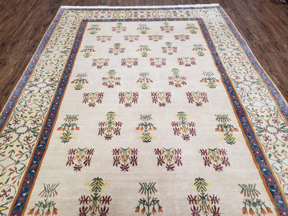 Tufenkian Rug 5.9 x 8.6, Tibetan Nepalese Rug, Hand Knotted, Soft Shiny Wool, Repeated Motifs, Contemporary Modern, Area Rug 6x9, Vintage