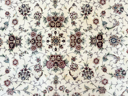 Sino Persian Rug 9x12, Floral Allover Design, 170 KPSI, Ivory and Dark Maroon