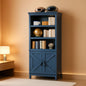 Blue 70 Inch Tall Farmhouse Bookcase Adjustable Shelves