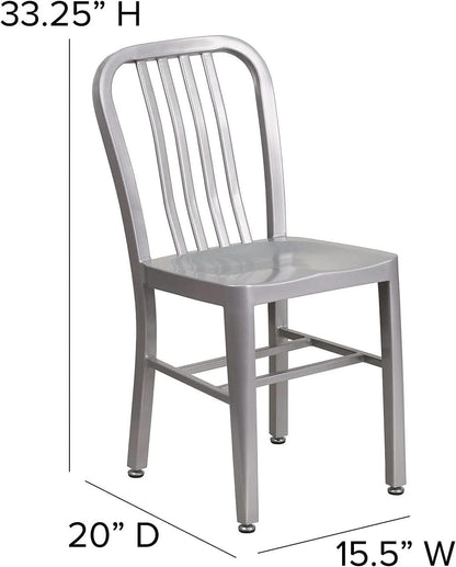 Gael Modern Metal Dining Chairs Set Of 2 In Silver