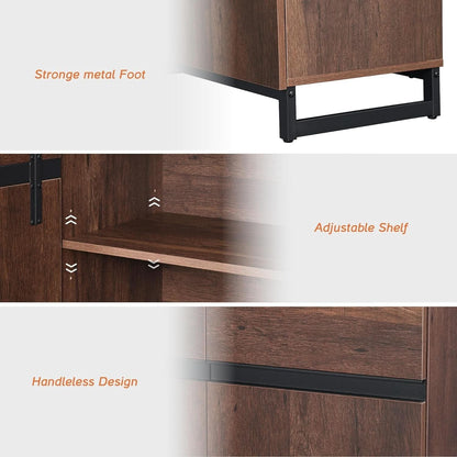 Brown 3 in 1 Sideboard Buffet Cabinet With Adjustable Shelf