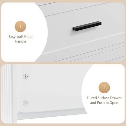 White 47Inch ContemporaryDresser With SevenDrawers