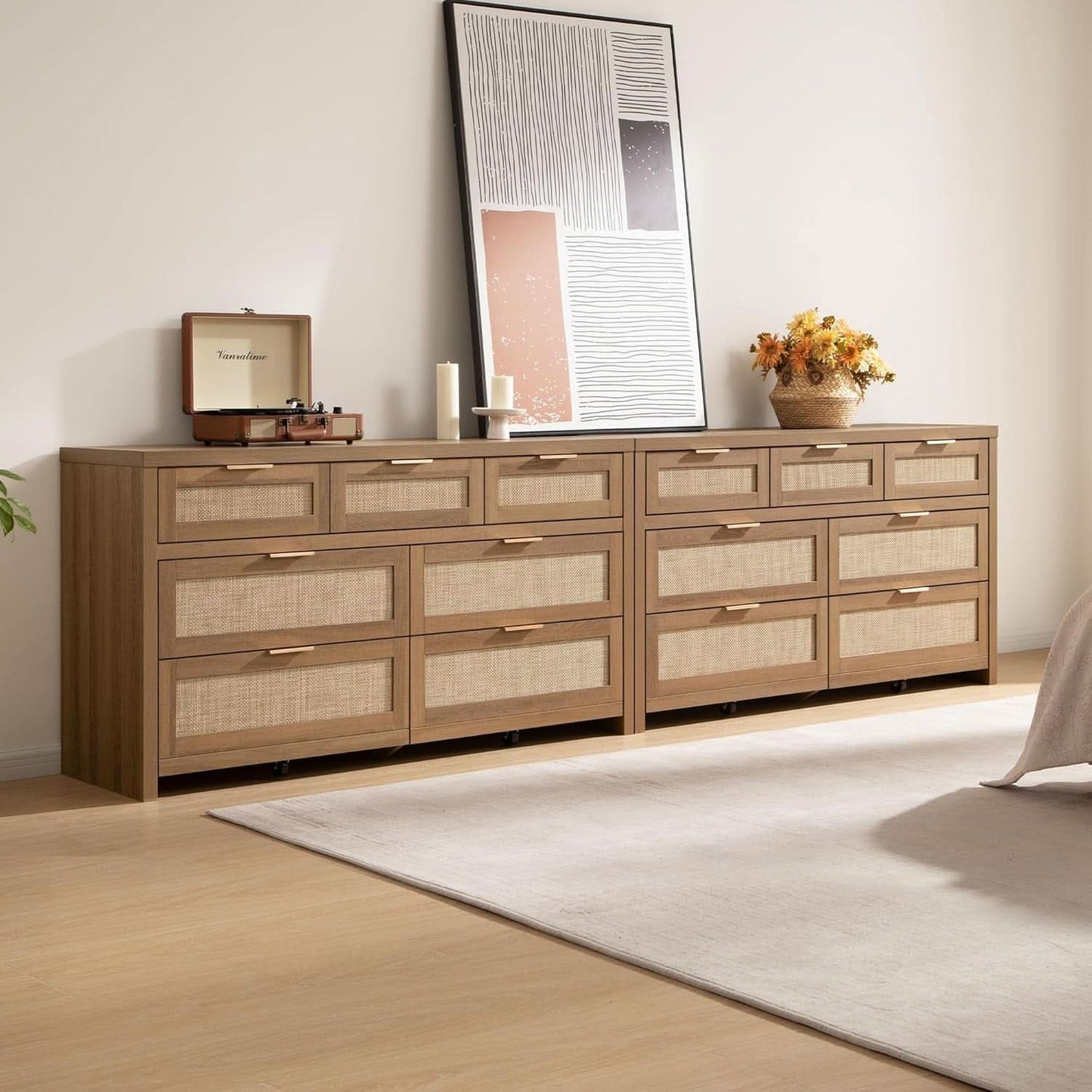 FiftySevenInch Boho Dresser Reclaimed CaramelOak Finish