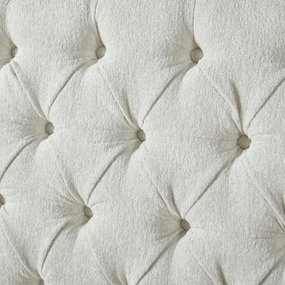 Queen Size Chenille Upholstered Sleigh Platform Bed with Button Tufted Headboard