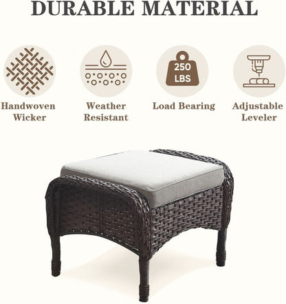 6 Piece Outdoor Patio Conversation Set Brown Wicker