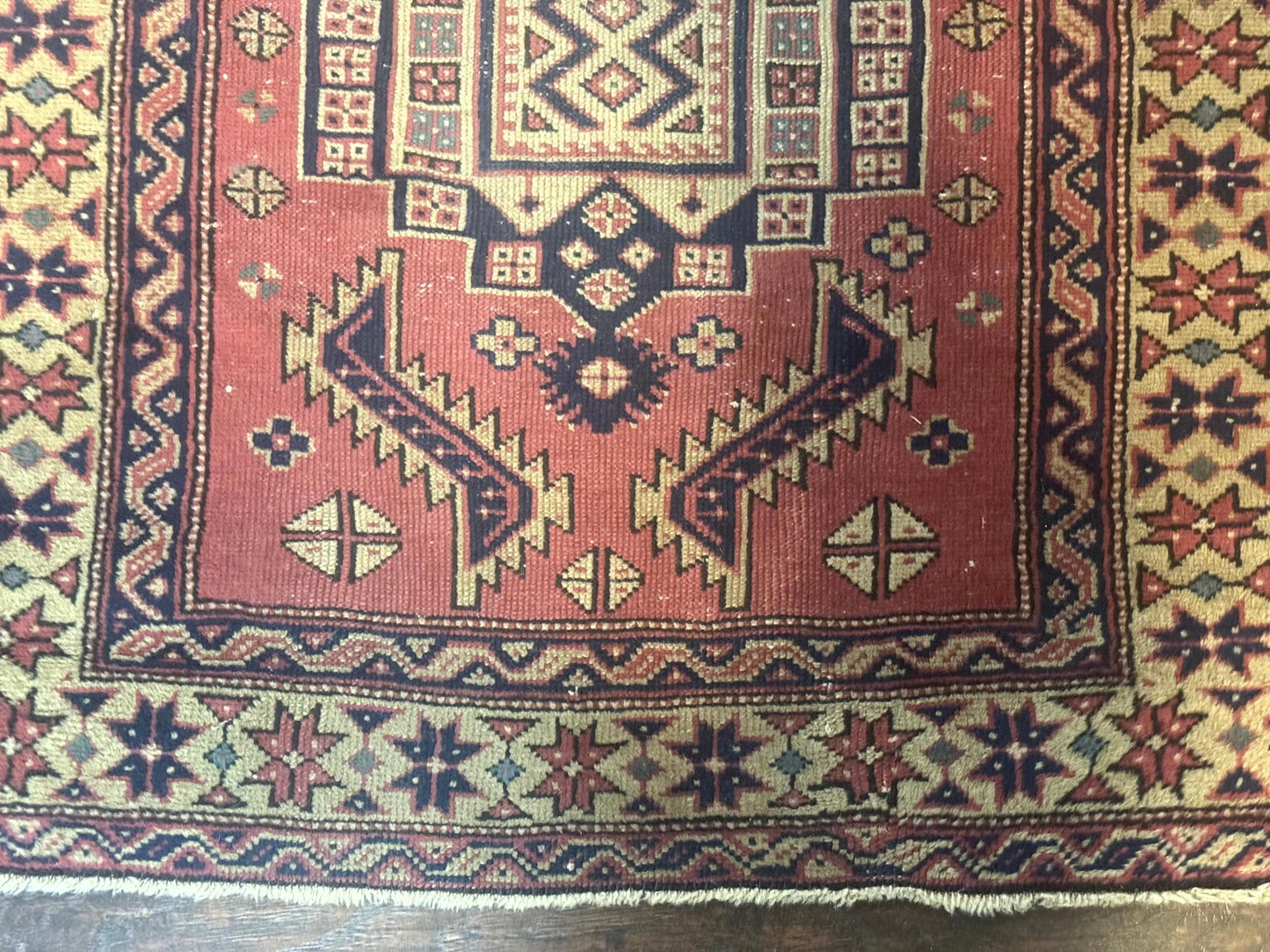 Antique Turkish Sparta Rug 3x6, Geometric Caucasian Kazak Pattern, Handmade