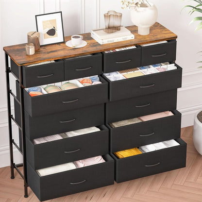 12 Drawer Dresser With Fabric Drawers For Bedroom And Closet Storage