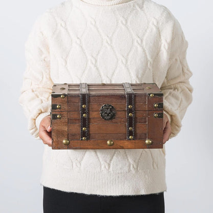 Wooden Treasure Chest 11x7x5.5 Hinged Lid Keepsakes