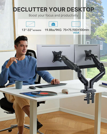Dual Monitor Stand With 13 To 32 Inch VESA Desk Mount