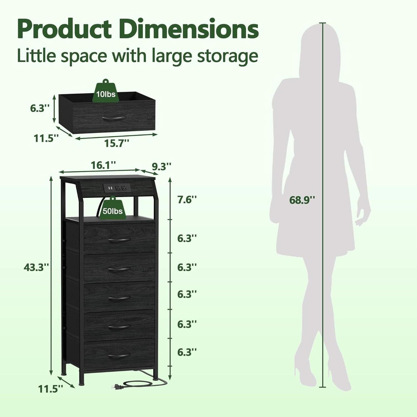 Black Oak Dresser With Integrated Charging Station