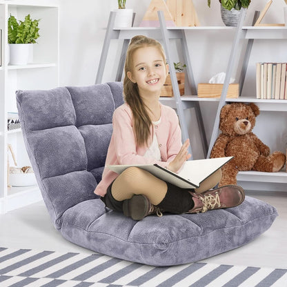 Grey Floor Chair With Back Support 14 Position Adjustable