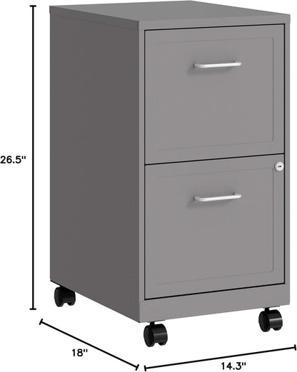 Mobile File Cabinet With Chrome Pull And Locking Drawers In Silver