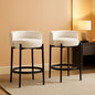 26 Inch Round Faux Leather Bar Stools Set Of 2 White
