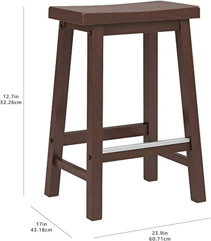 Walnut Saddle Seat Counter Stool 24 Inch Set Of 2 Stools