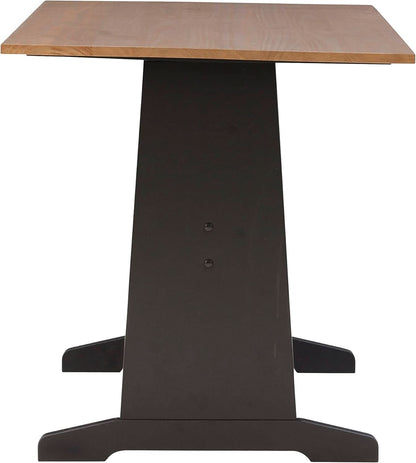 Black Pecan Five Seat Dining Set With Storage Benches