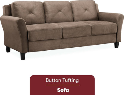 Harrington Microfiber Brown Three Seat Sofa Living Room