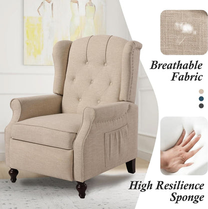Vintage Wingback Recliner Chair With Massage And Heat