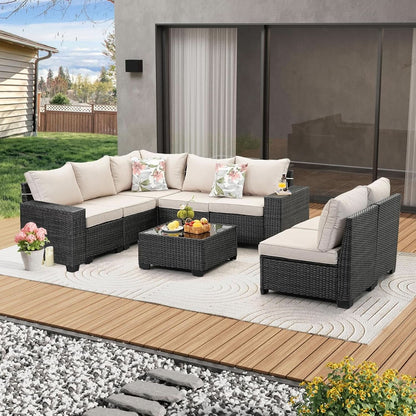 All-Weather Wicker Outdoor Sectional Sofa Set with Cushions