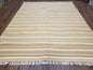 New Indian Kilim Area Rug, 6x8 - 7x8 South American Style Blanket, Striped Indian Wool Hand-Woven Flat Weave 6x9 Bedroom Rug, Ivory Ochre