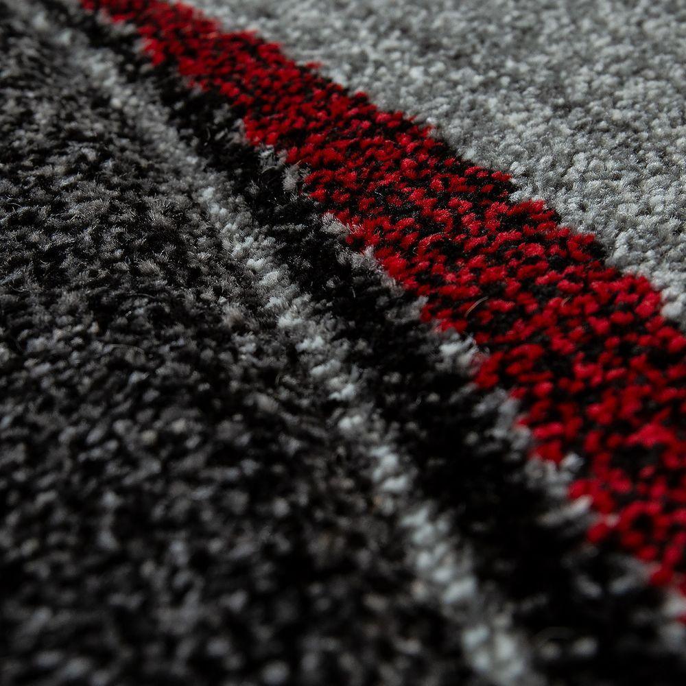 Abstract Living Room Rug Brilliance Collection - Grey Red Black