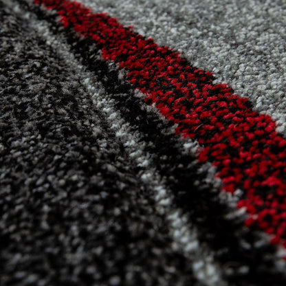 Abstract Living Room Rug Brilliance Collection - Grey Red Black