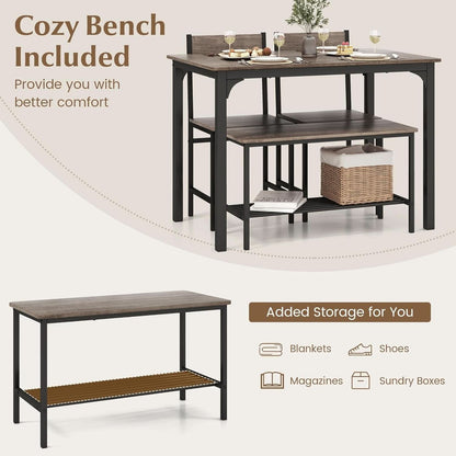 Stainless Steel Space Saving Dining Room Table Set Four