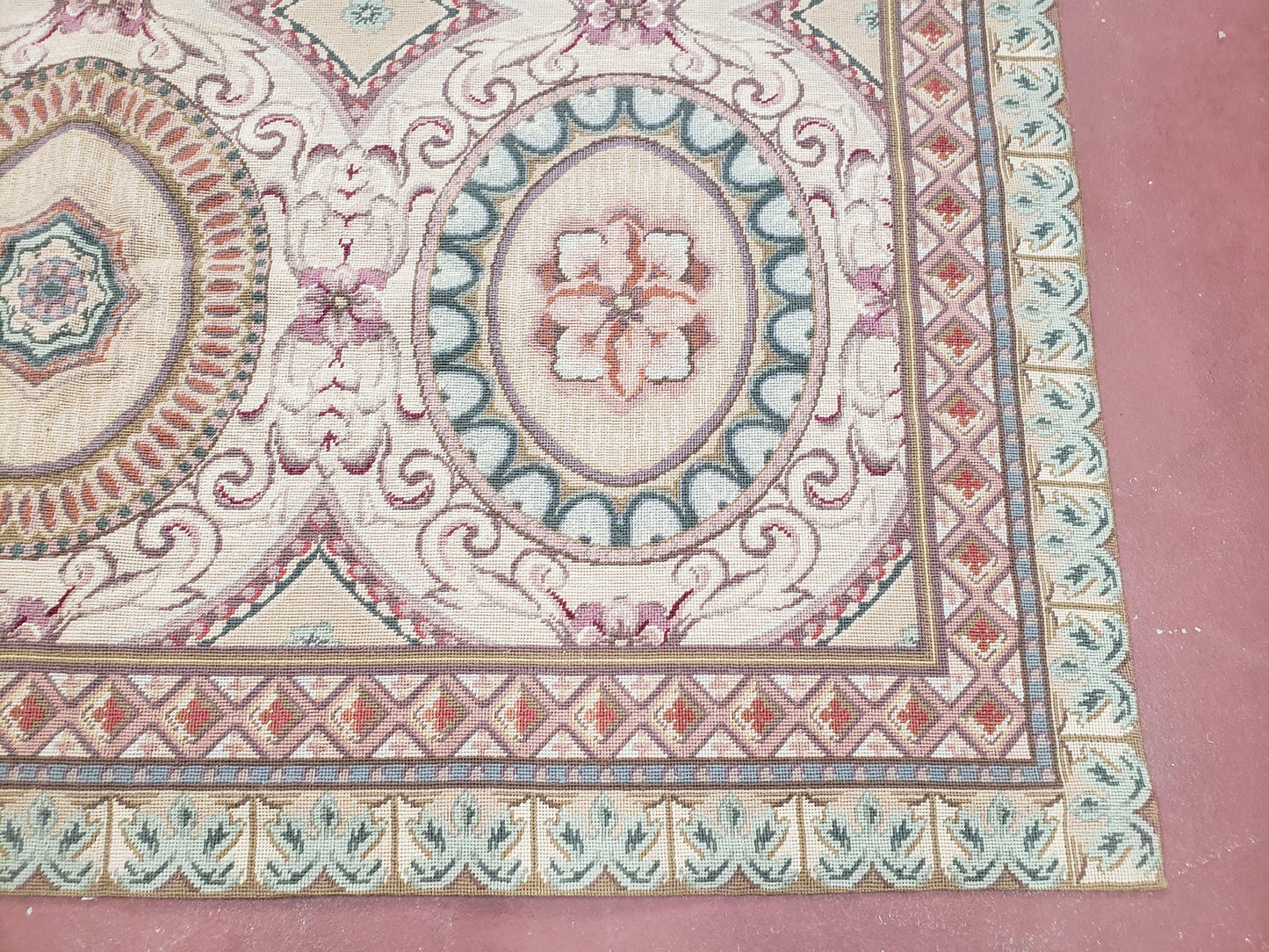 New Needlepoint Rug, 6x9 Needlepoint Carpet, Flatweave Rug, Vicotorian French European English Decor, Elegant Rug for Living Room, Handmade