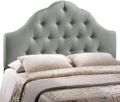 Tufted Linen Upholstered Queen Headboard with High Arch