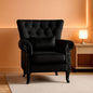 Black Velvet Wingback Chairs With Pillows Set Of 2