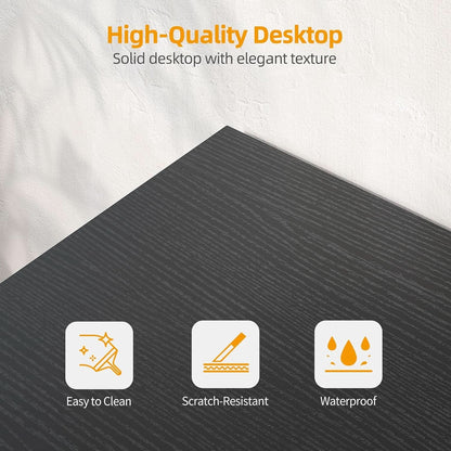 40 Inch L Shaped Computer Desk With Power Outlets Black