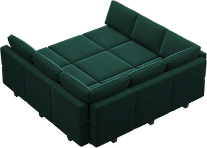 Luxurious Emerald Green Velvet Modular Sleeper Sofa
