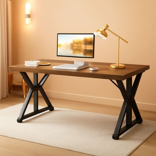 70.8 Inch Modern Executive Desk Brown Black Wood Office