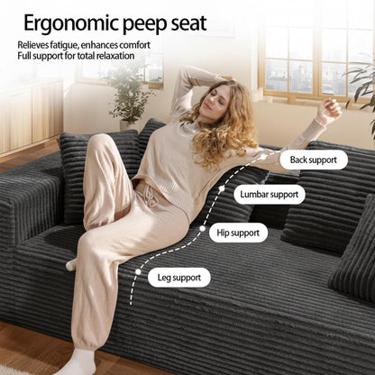 3-Seater Corduroy Sleeper Sofa No Assembly Lounge