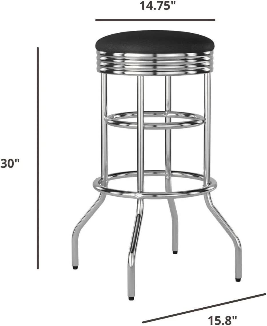 Heavy Duty Backless Swivel Bar Stools with Faux Leather