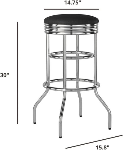 Heavy Duty Backless Swivel Bar Stools with Faux Leather