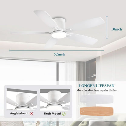 52 Inch Energy Efficient Ceiling Fan With Remote Control