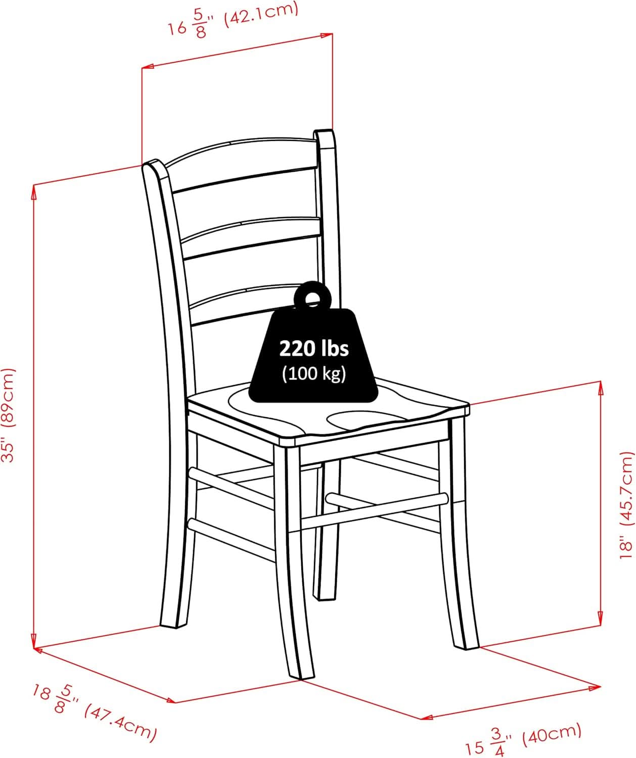 Light Oak Ladder Back Dining Chair Set 2 Piece Wood Chairs