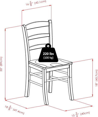 Light Oak Ladder Back Dining Chair Set 2 Piece Wood Chairs