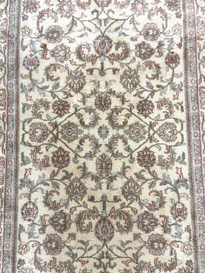 Indo Persian Rug 4x6, Vintage Handmade Wool Carpet, Floral Allover Pattern, Beige, Pair B