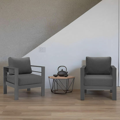All-Weather Outdoor Metal Armchair Set with Cushions
