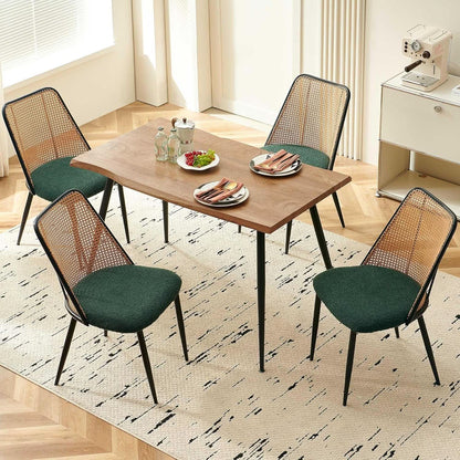 Elegant Walnut Finish 47 Inches Dining Table Set Four