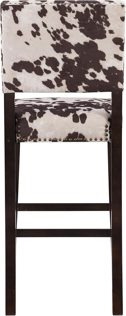 Stylish Cowhide Print Bar Stool with Comfortable Padded Seat