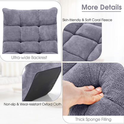Grey Floor Chair With Back Support 14 Position Adjustable