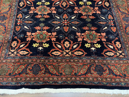 Wonderful Persian Rug 7x10, Navy Blue and Red, Allover Floral Pattern, Bidjar Carpet, Authentic Oriental Rug 7 x 10, Wool Hand Knotted Rug