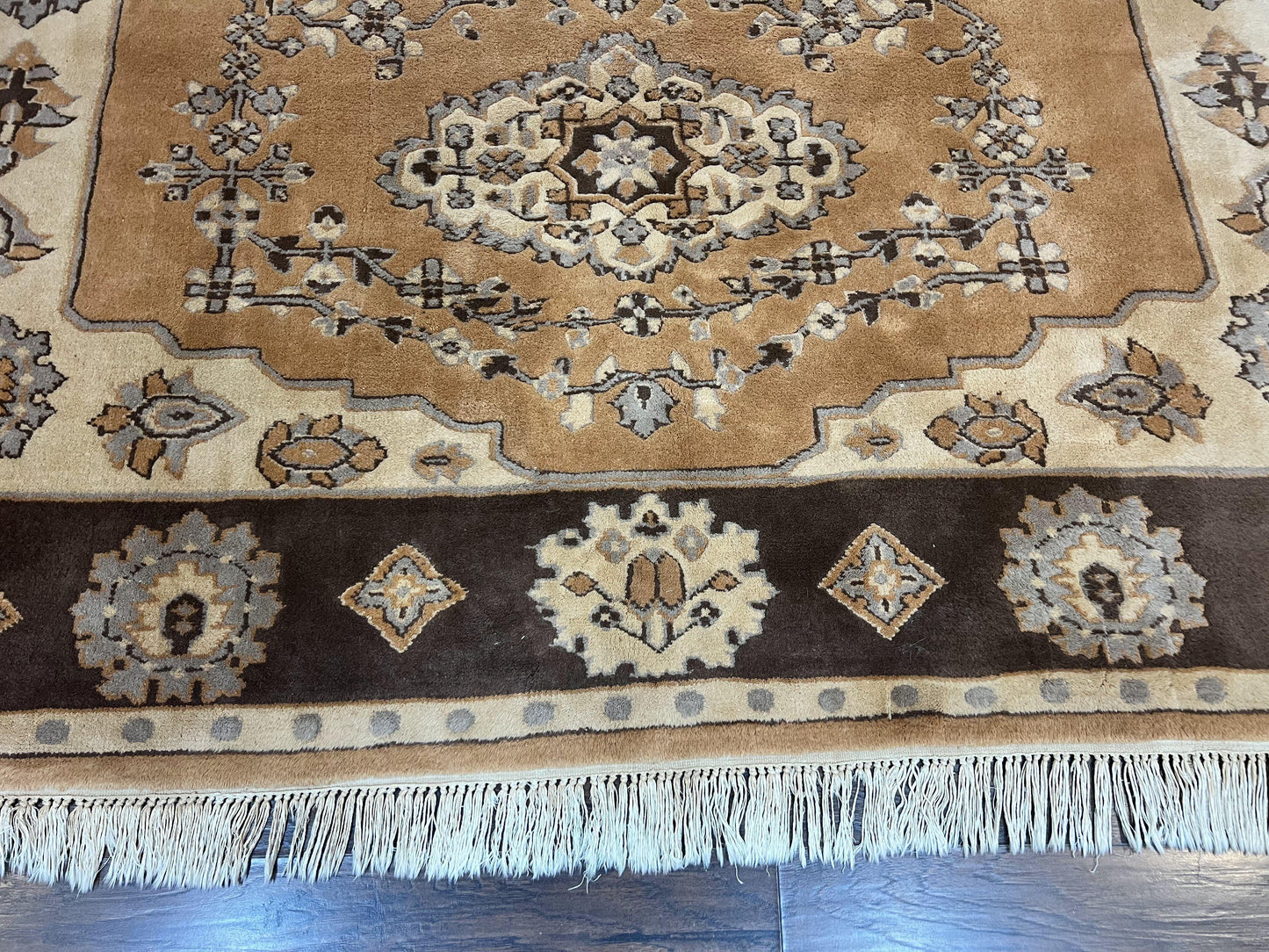 Indian Oushak Rug 8x10, Wool Hand Knotted Vintage Carpet