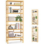 Six Tier Adjustable Bamboo Bookshelf Tall 63 Inch Natural