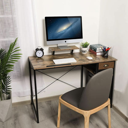 Adjustable Drafting Table with Storage Shelves and Drawer